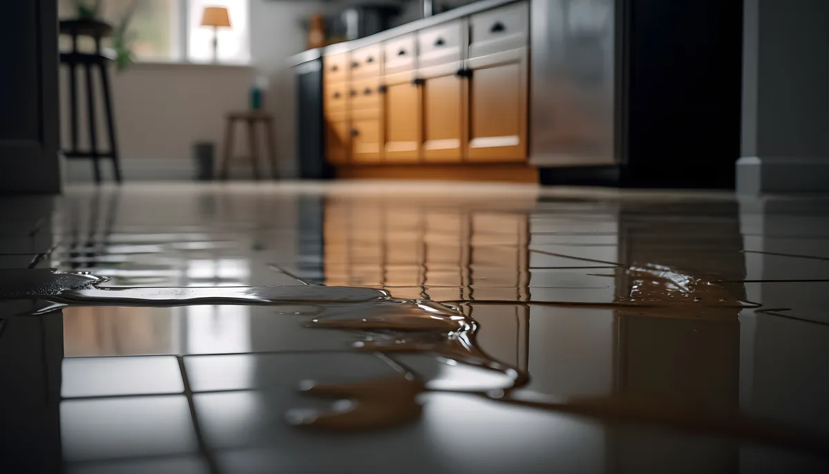 Water spreading across a tile floor from a hidden leak – Does Homeowners Insurance Cover Repiping? A Laguna Hills Guide to Leaks, Claims and Paperwork for Laguna Hills, CA homes